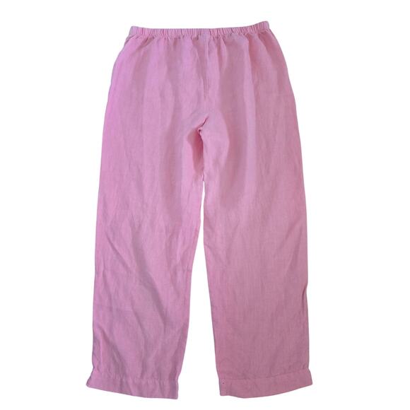 Hot Cotton Pink Ankle Pants 100% linen - Picture 1 of 7